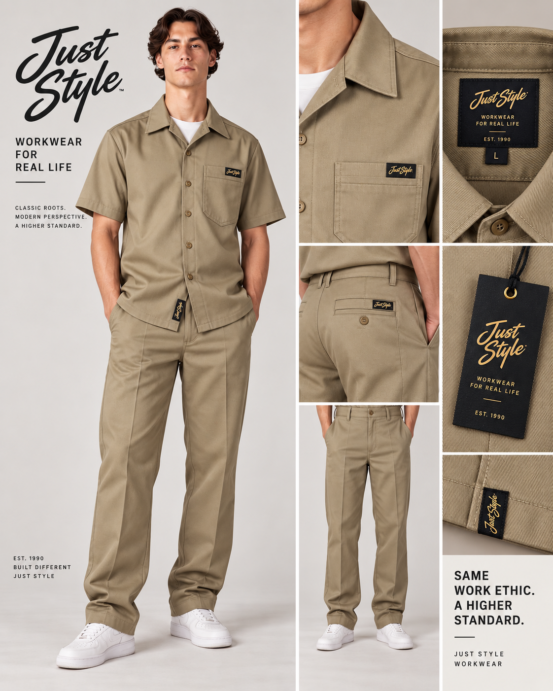 Just Style Signature Sand Workwear Set