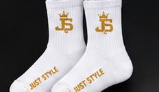 Just Style White & Gold Socks