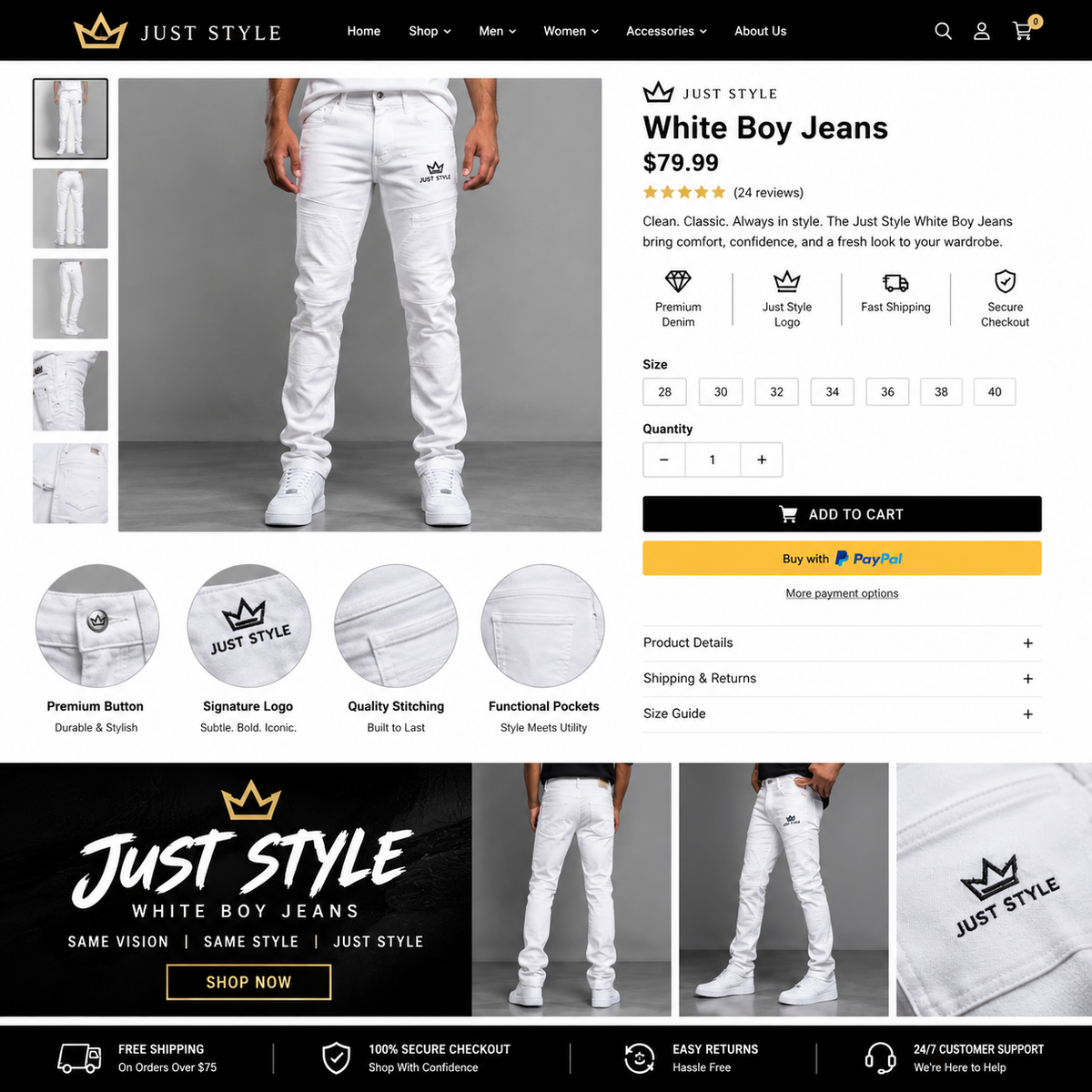 Just Style White Boy Jeans