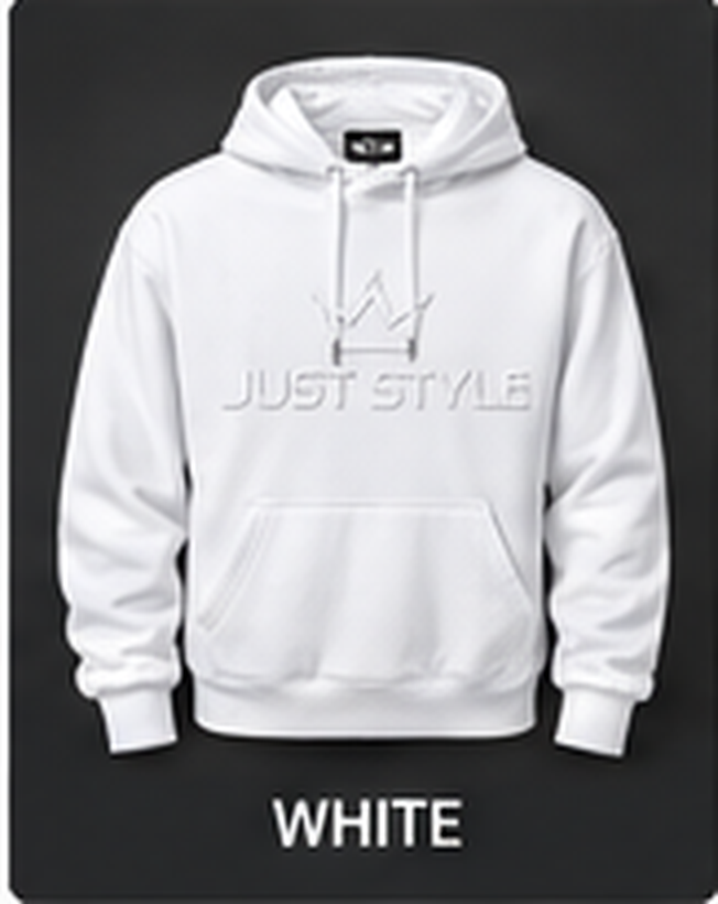 Just Style Embossed Logo Hoodie — White