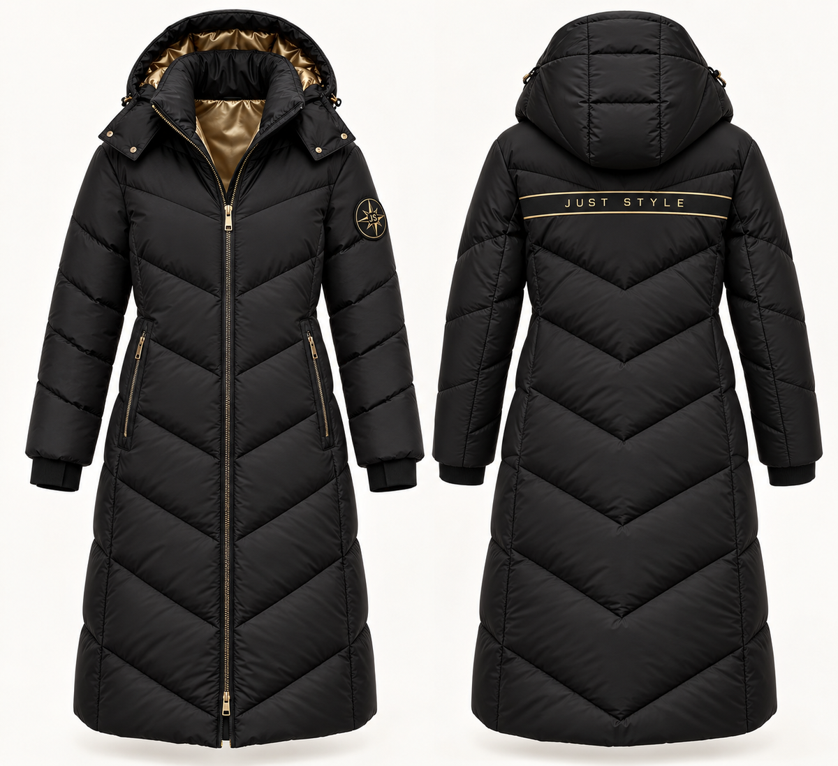 Just Style Winter Compass Long Puffer Coat