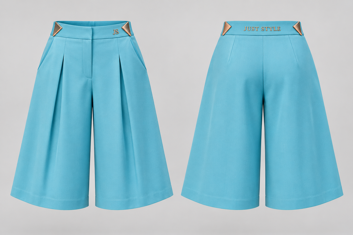 Just Style Official Women’s Aqua Copper Pleated Culotte Shorts