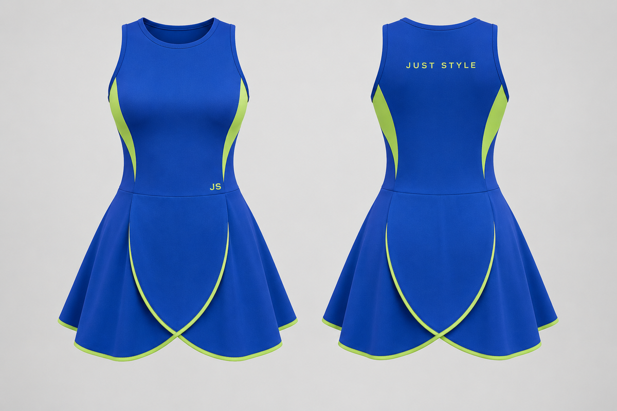 Just Style Official Women’s Cobalt Lime Petal-Panel Tennis Dress