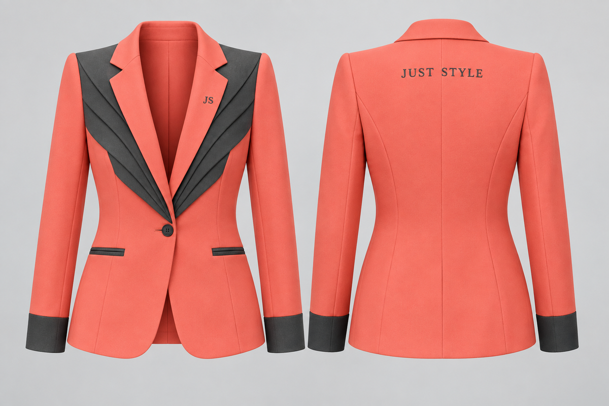 Just Style Official Women’s Coral Charcoal Fold-Wing Blazer