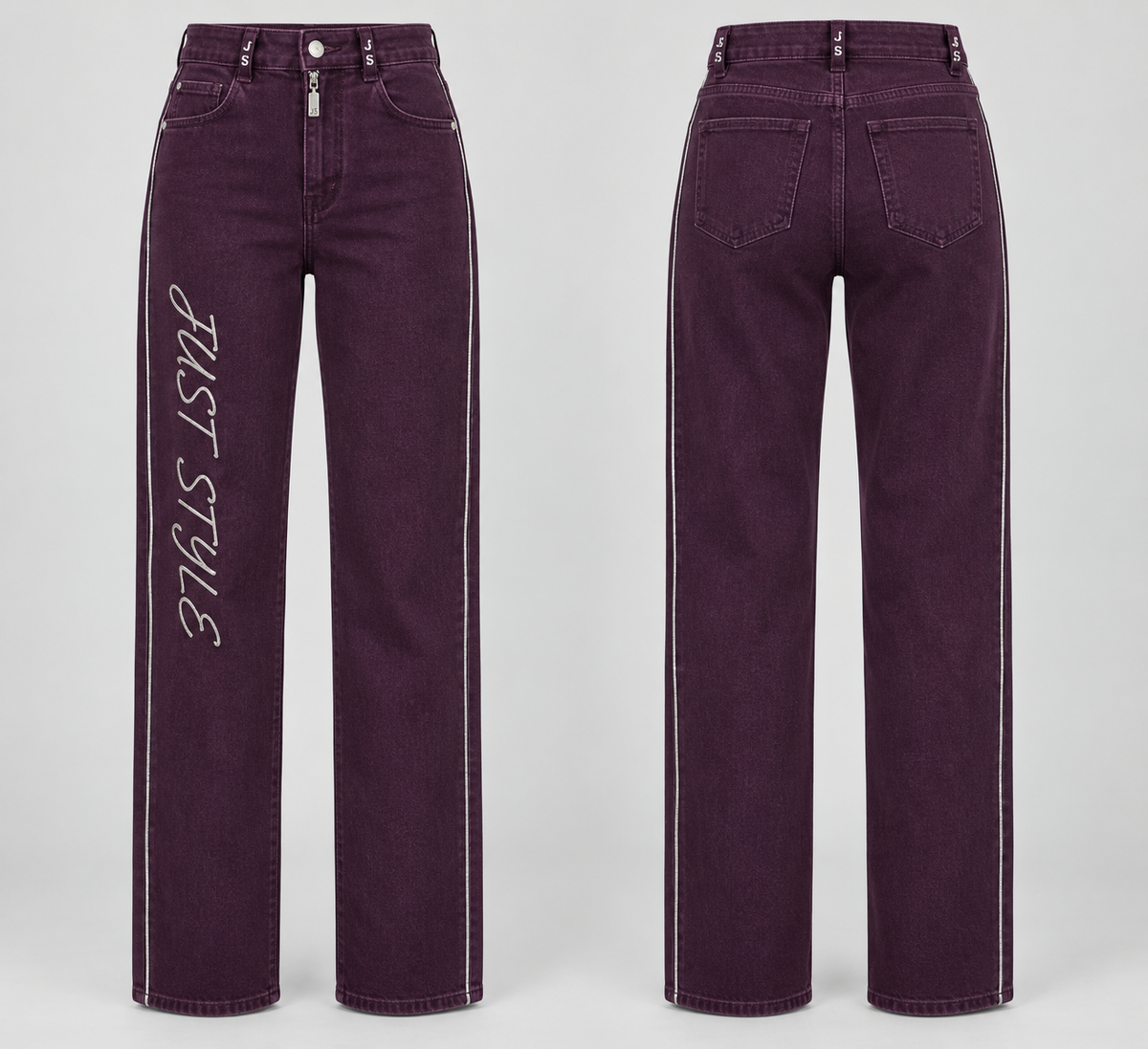Just Style Official Women’s Deep Plum Silverline Signature Straight Jeans