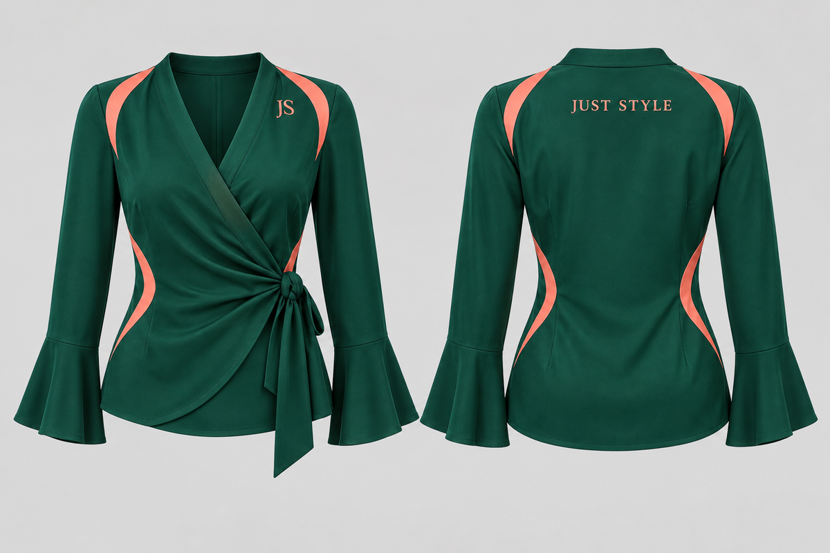 Just Style Official Women’s Emerald Coral Cross-Wrap Blouse