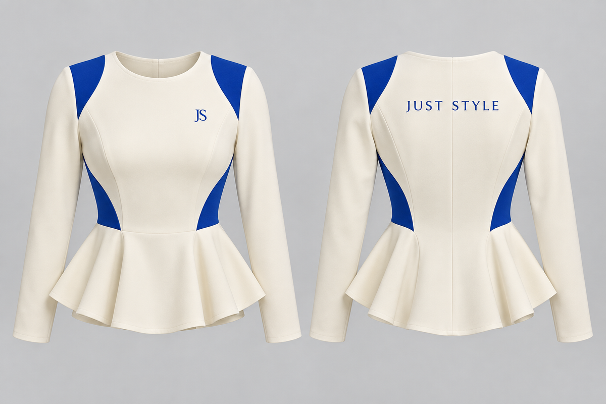 Just Style Official Women’s Ivory Cobalt Arc Peplum Blouse