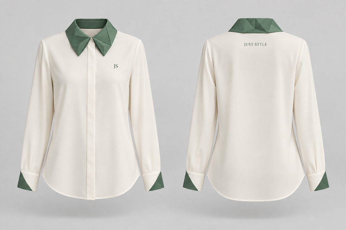 Just Style Official Women’s Ivory Jade Prism-Collar Blouse
