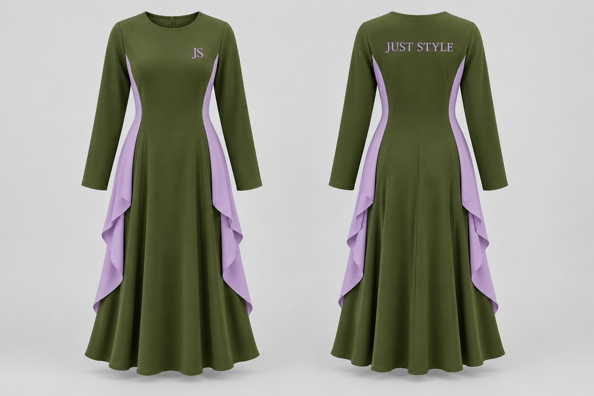 Just Style Official Women’s Olive Lilac Cascade Tunic Dress