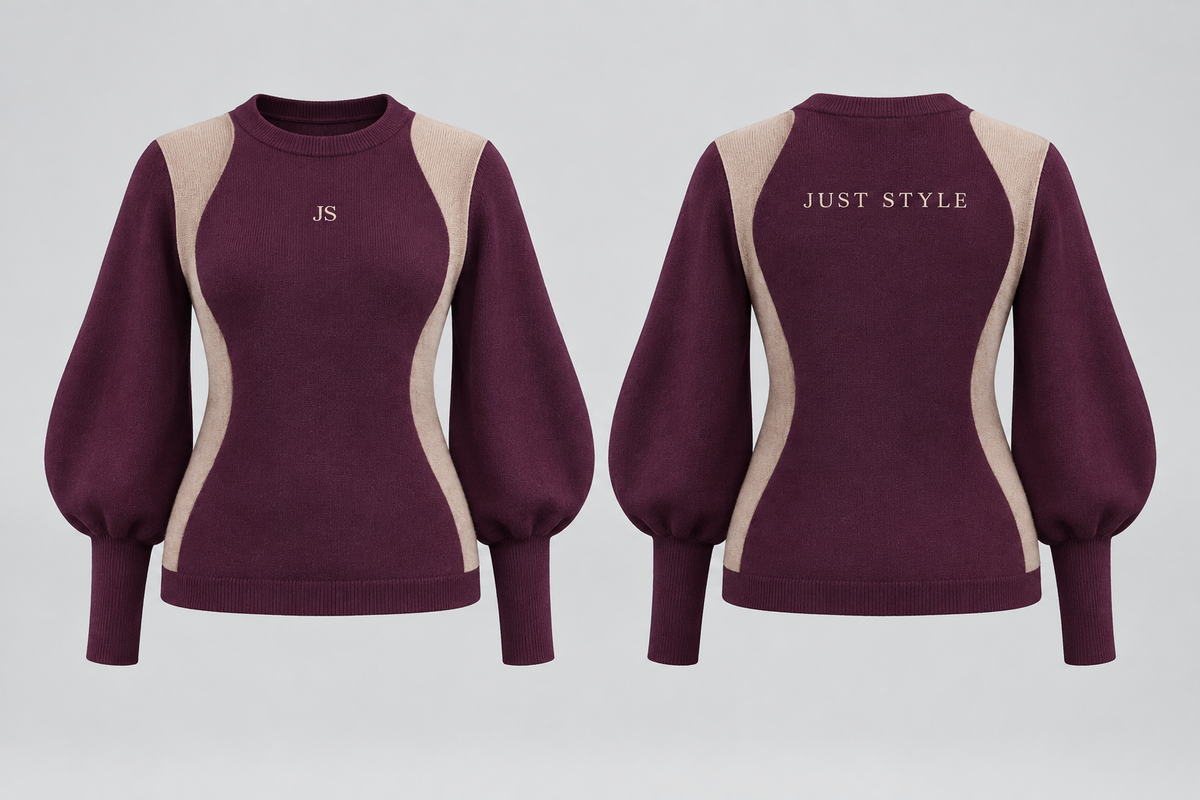 Just Style Official Women’s Plum Sand Lantern-Sleeve Sweater