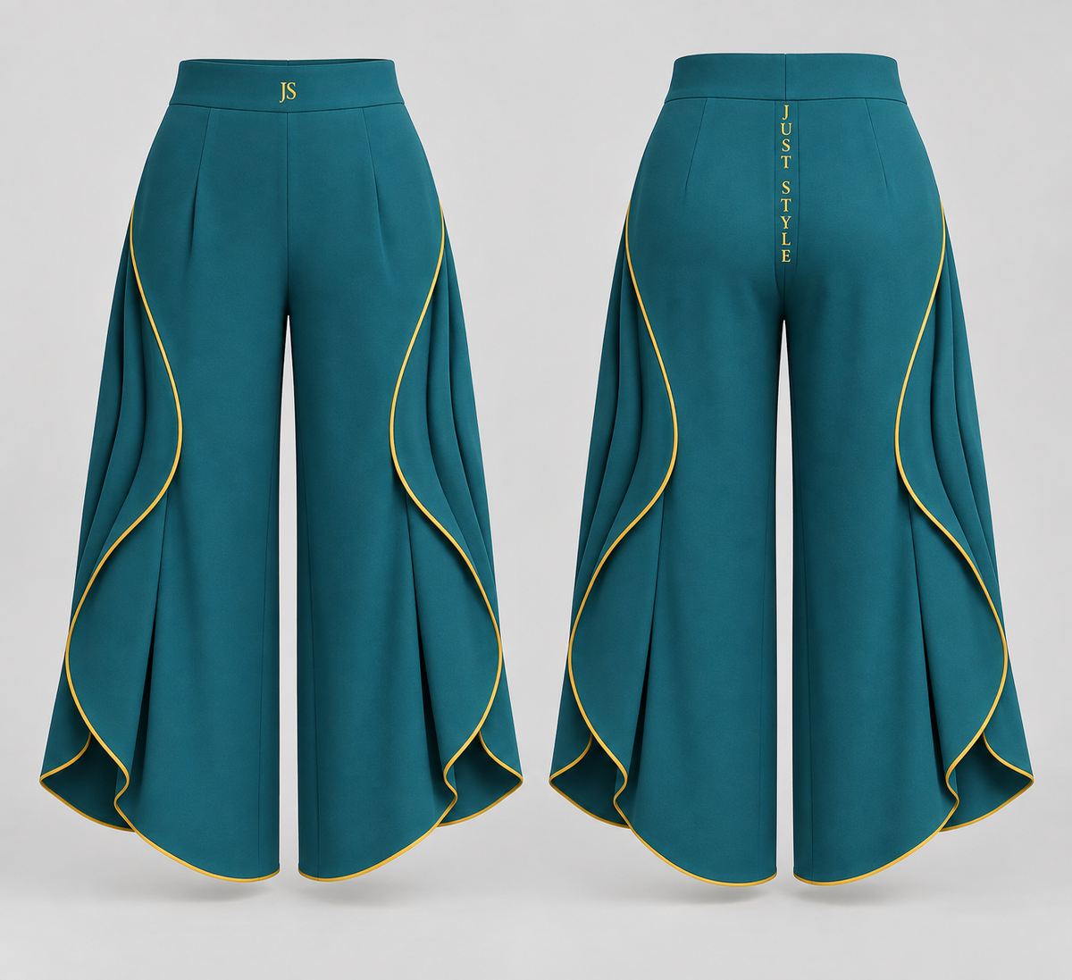 Just Style Official Women’s Teal Marigold Wave-Pleat Culottes