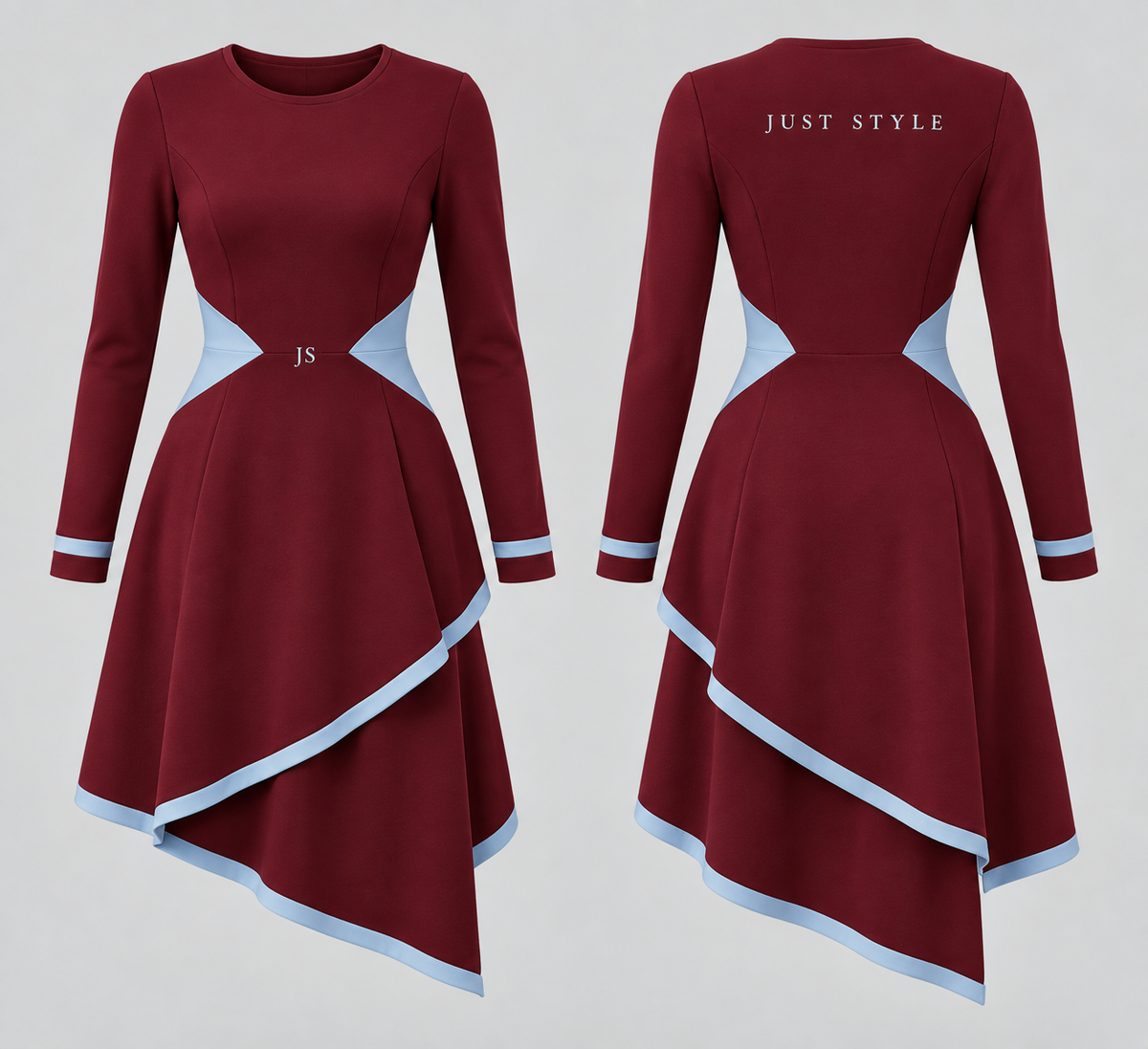 Just Style Official Women’s Wine Ice Layered-Hem Tunic Dress