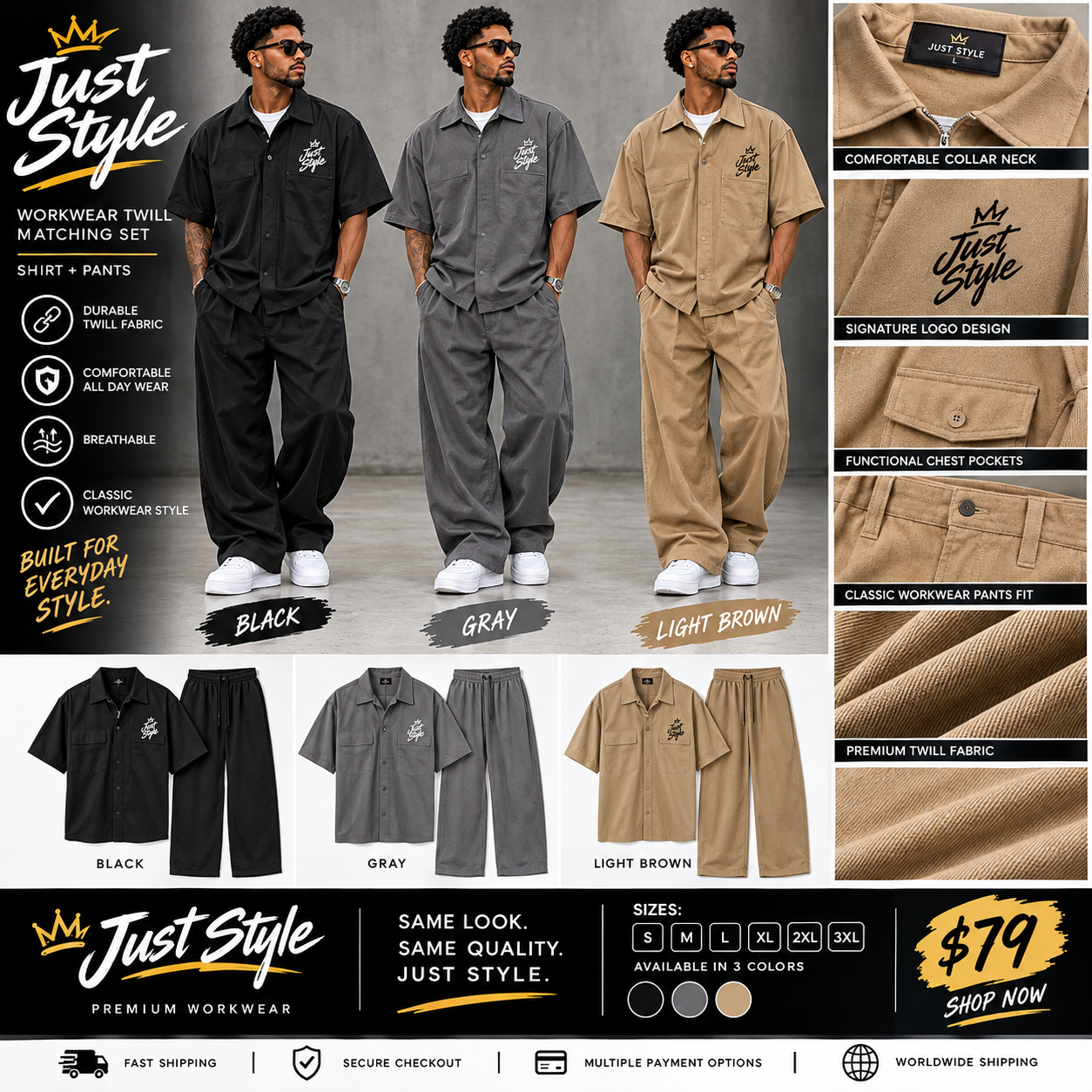 Just Style Workwear Twill Matching Set