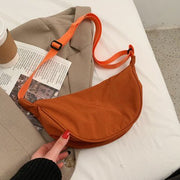Large Capacity Solid Color Half Moon Waist Bag for Women