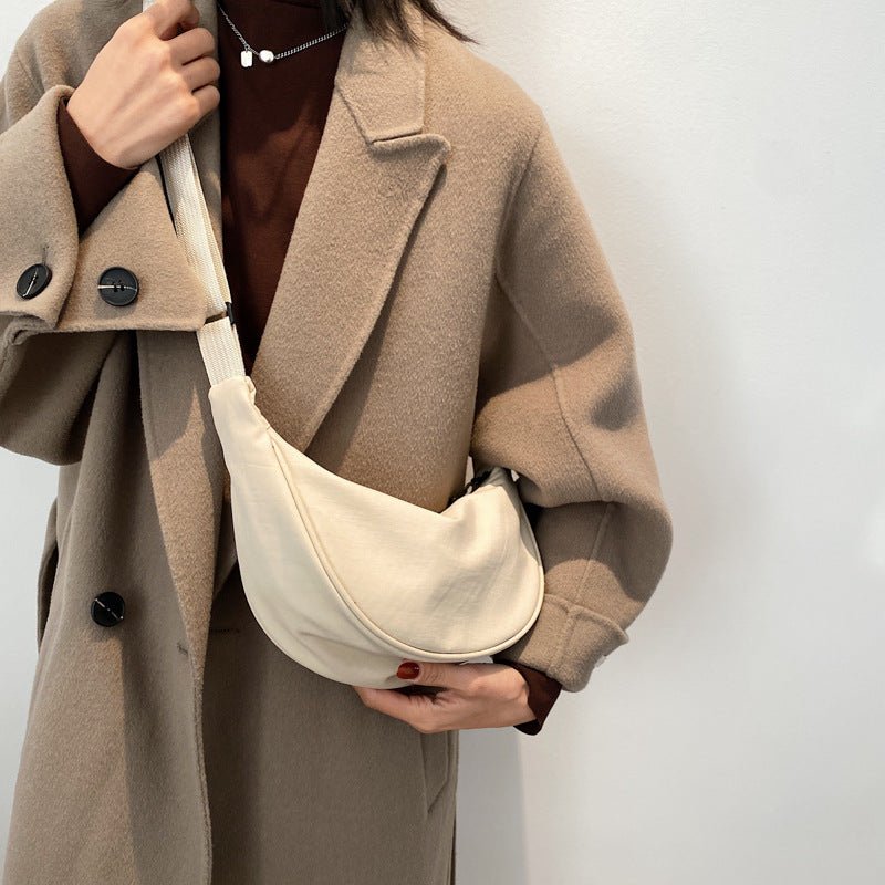 Large Capacity Solid Color Half Moon Waist Bag for Women