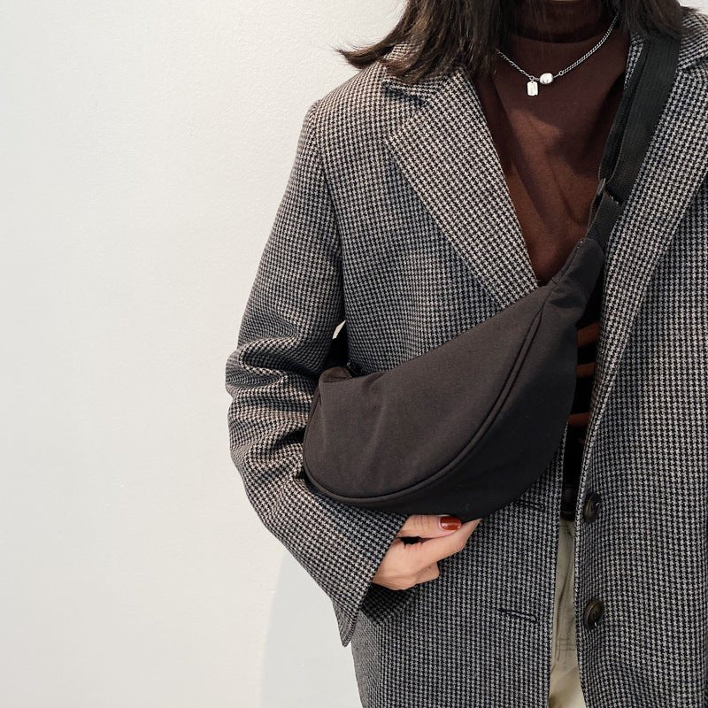 Large Capacity Solid Color Half Moon Waist Bag for Women