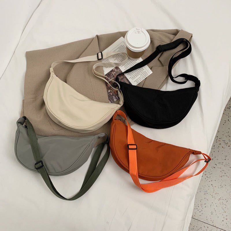 Large Capacity Solid Color Half Moon Waist Bag for Women