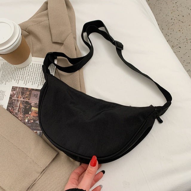 Large Capacity Solid Color Half Moon Waist Bag for Women