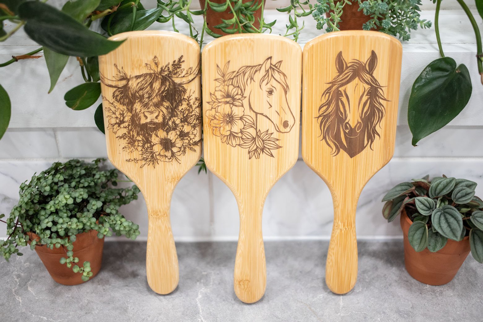Laser Engraved Wood Hairbrush