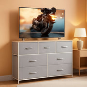 Light Grey Dresser TV Stand 45 Inch TV With Fabric Drawers