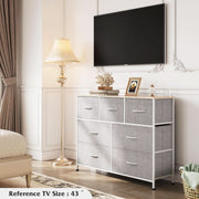Light Grey Dresser TV Stand 45 Inch TV With Fabric Drawers