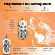 M8 LED Gaming Mouse with Ergonomic Honeycomb Design