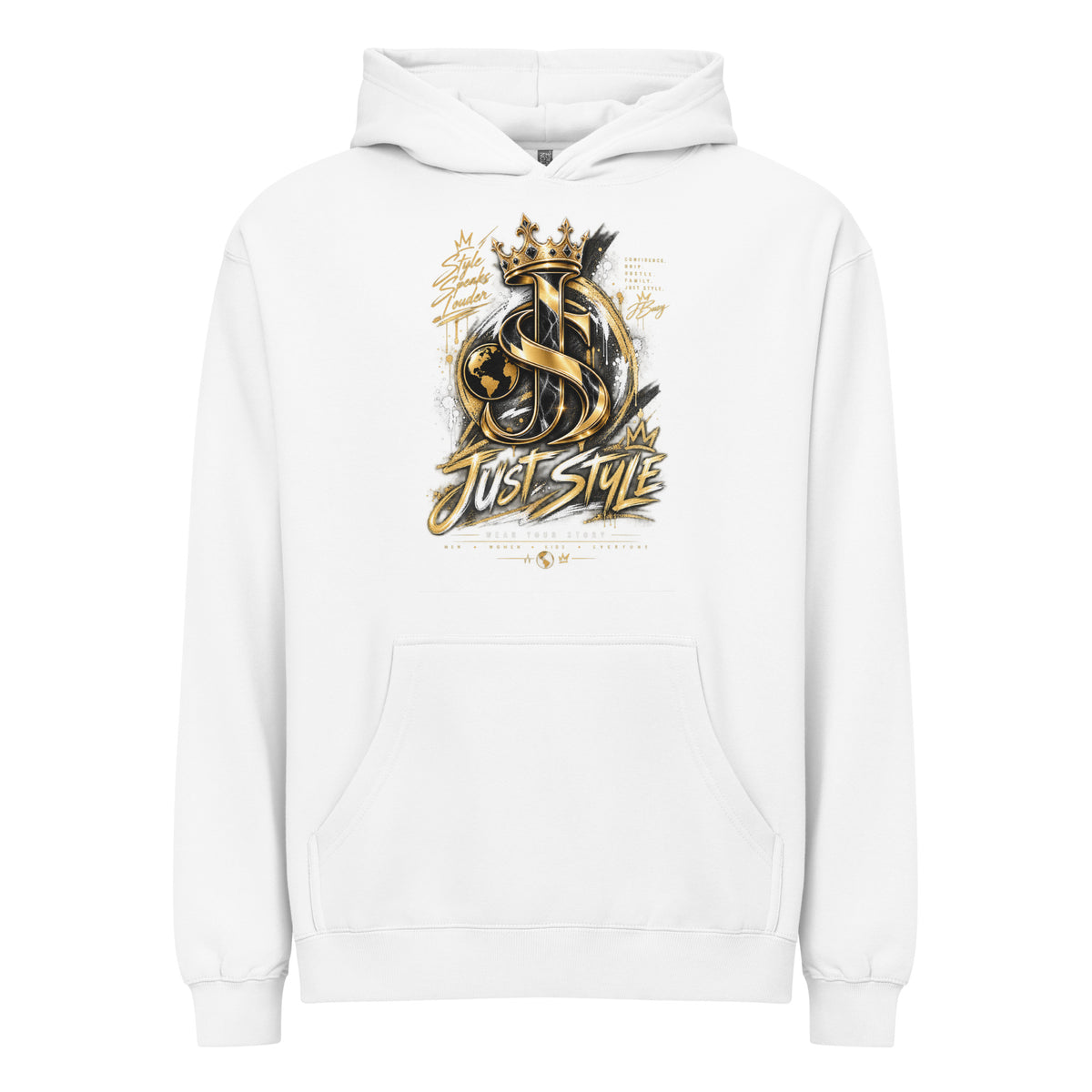 JUST STYLE CUSTOM WHITE SIGNATURE HOODIE