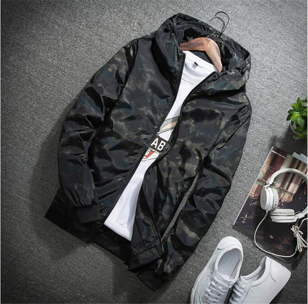 Men's Fashion Casual Camouflage Jacket with Hoodie