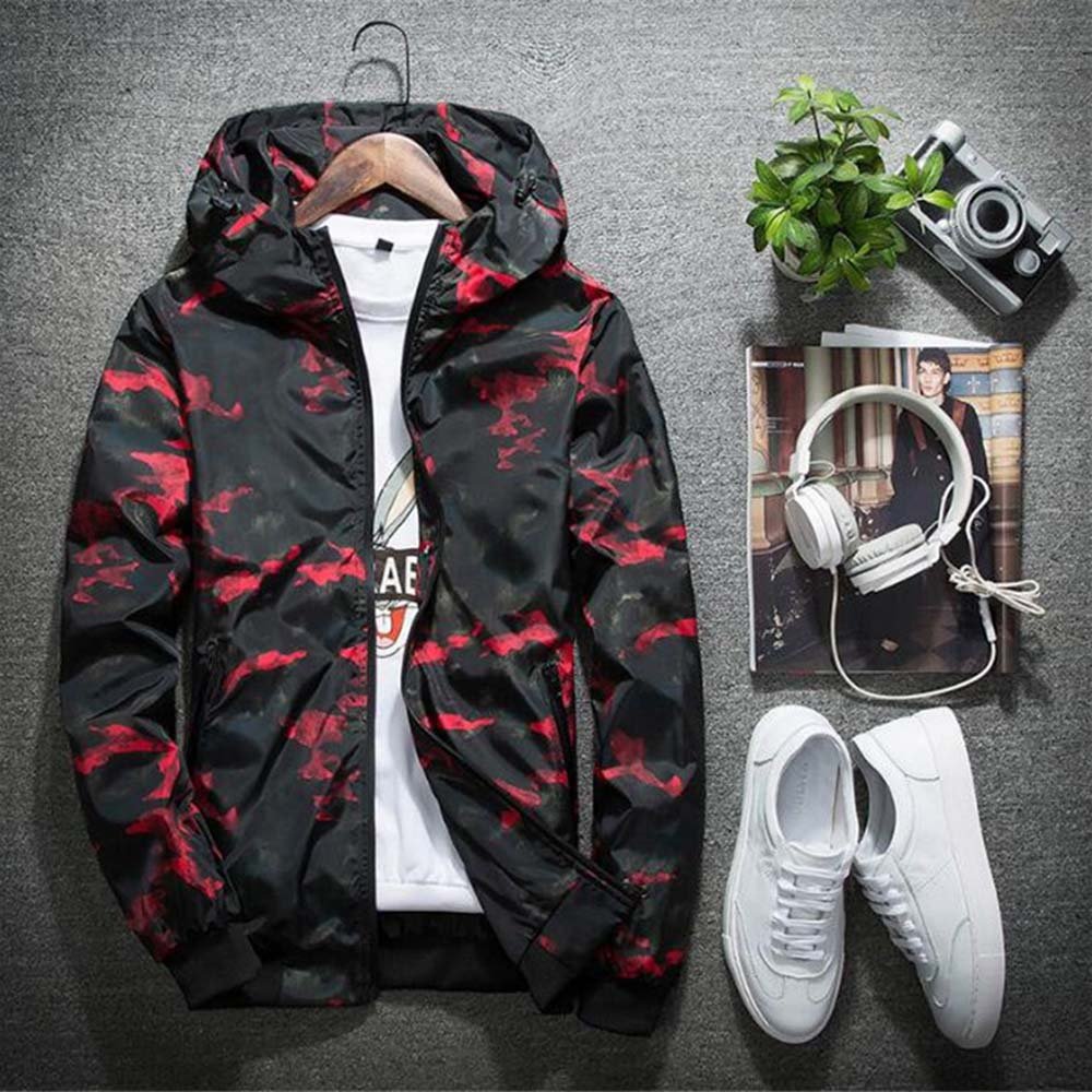 Men's Fashion Casual Camouflage Jacket with Hoodie