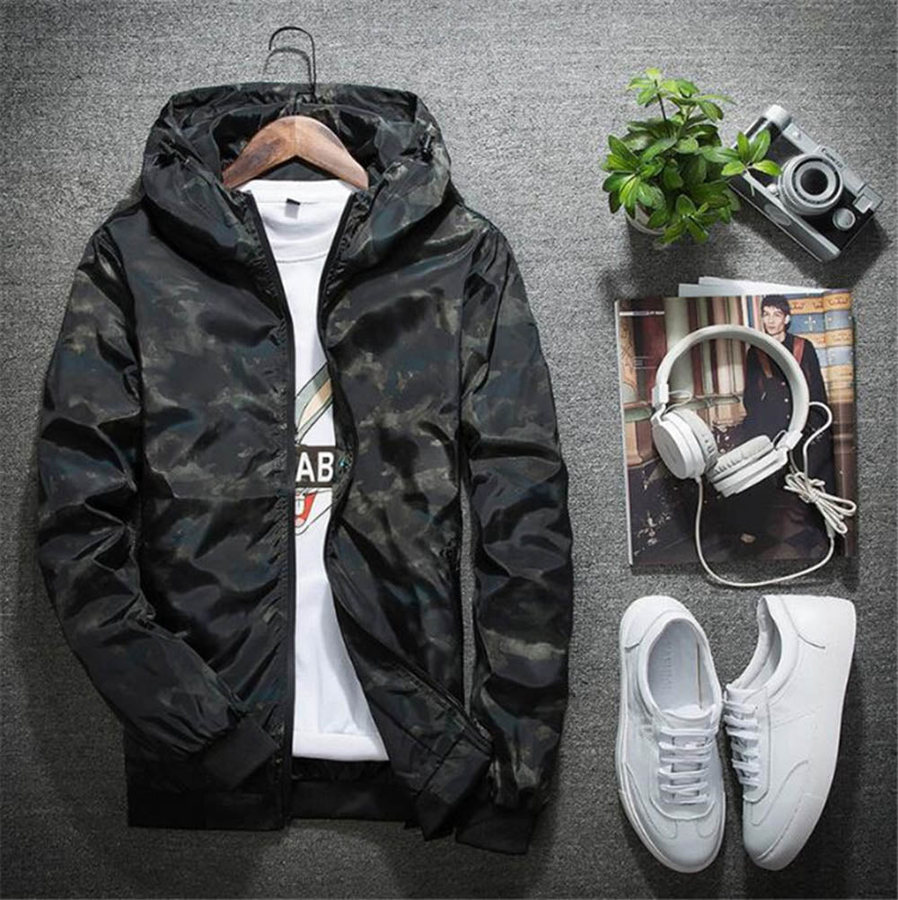 Men's Fashion Casual Camouflage Jacket with Hoodie