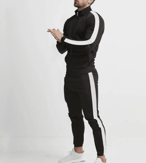 Men's Hooded Zip-Up Athletic Tracksuit Set