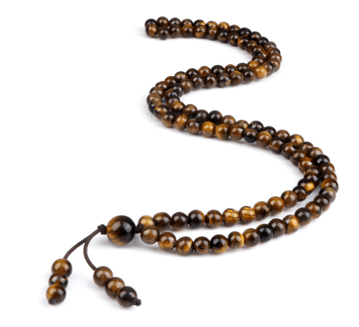 Men's Natural Stone Malachite 108 Beaded Necklace