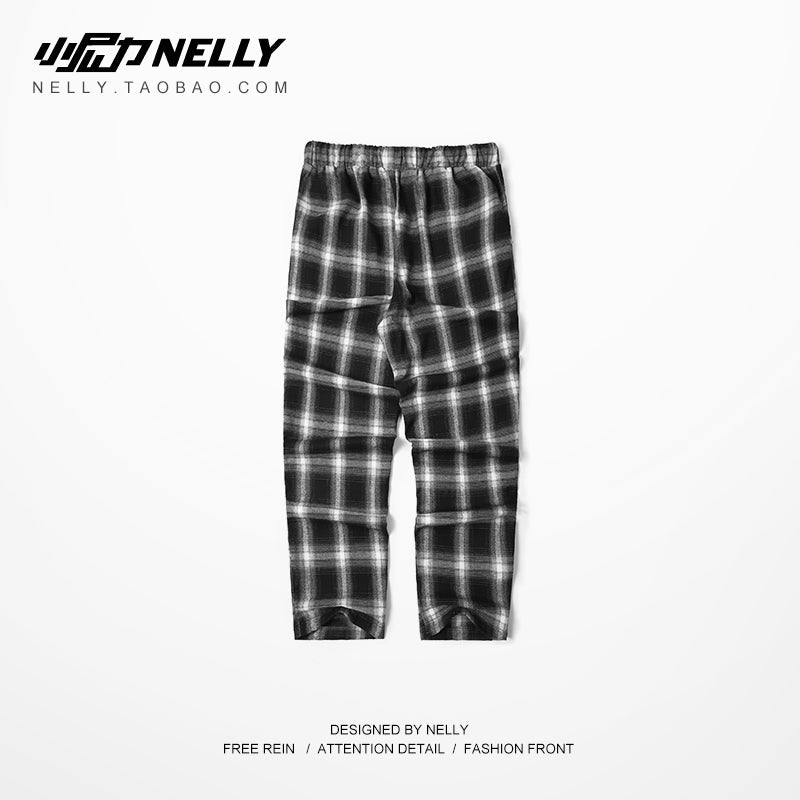 Nine-Point Pants, Plaid Pants, Harem Pants, Straight Pants