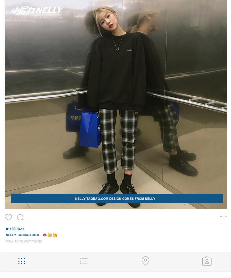 Nine-Point Pants, Plaid Pants, Harem Pants, Straight Pants