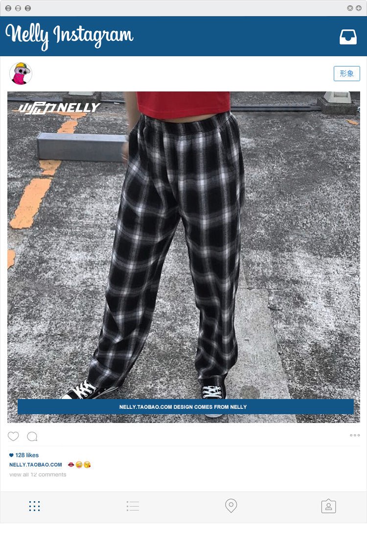 Nine-Point Pants, Plaid Pants, Harem Pants, Straight Pants