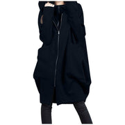 Plus Size Solid Full Zip Hoodie Blazer Jacket for Women