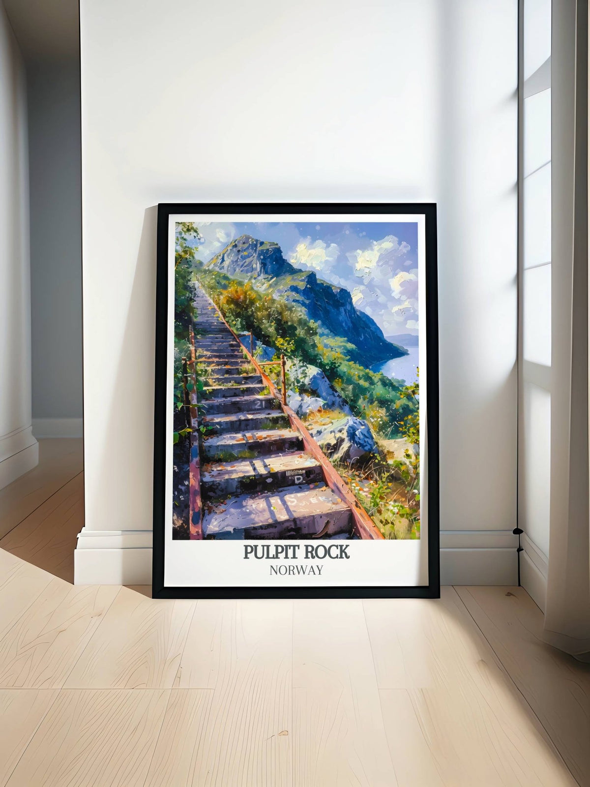 Pulpit Rock Posters - Flørlitrappene Vintage  Framed Prints - Norway  Living Roome Decor