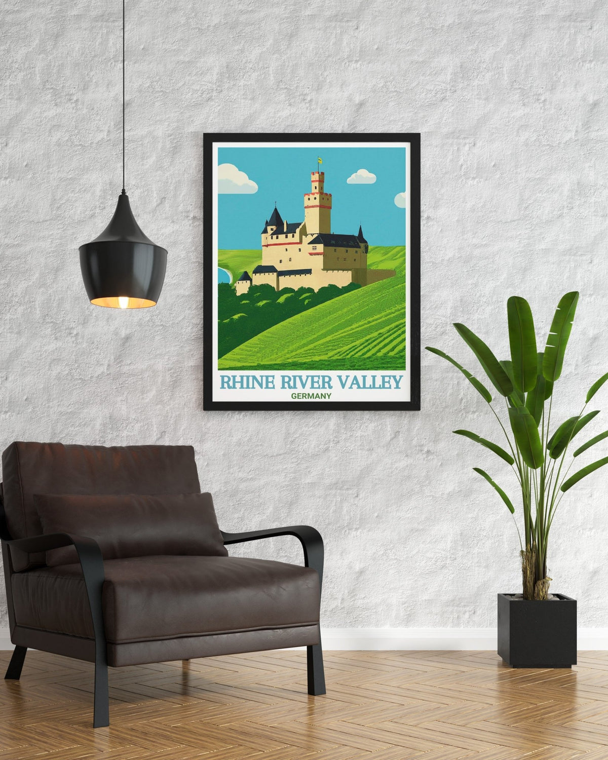 Rhine River Valley Modern Travel Posters Marksburg Castle Stunning Wall Art Germany Ideal Living Room Decor