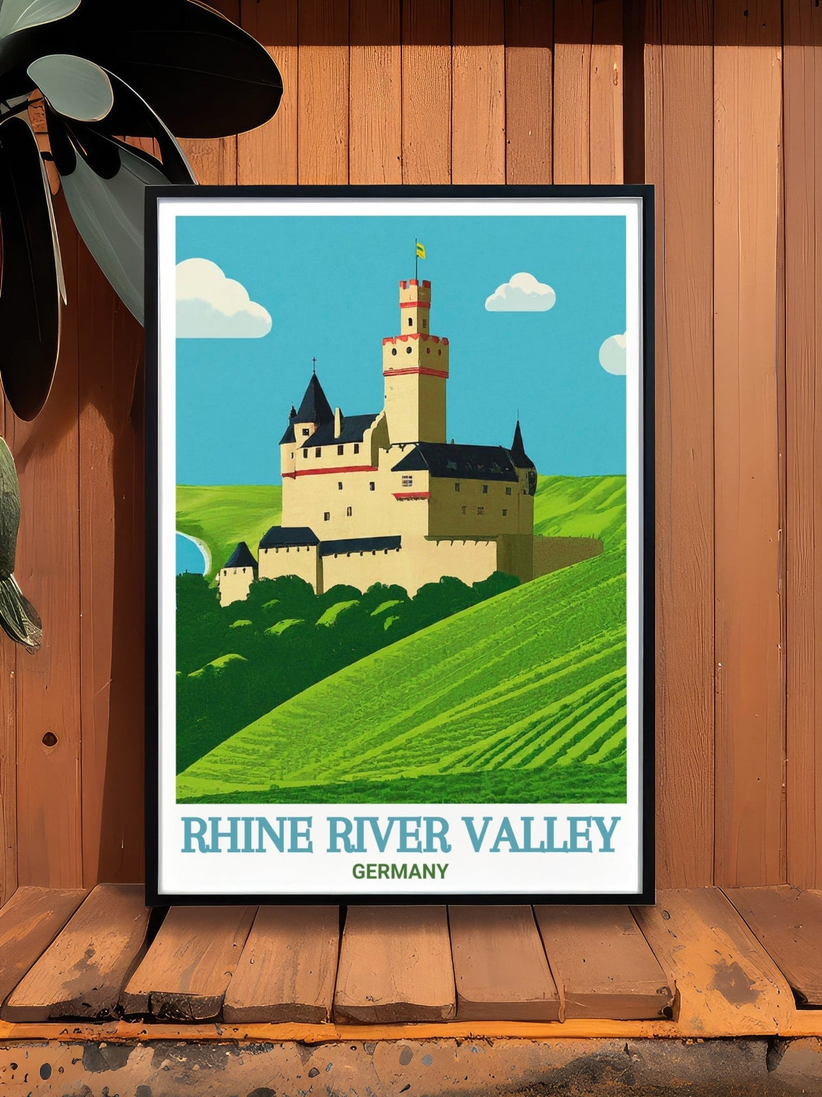 Rhine River Valley Modern Travel Posters Marksburg Castle Stunning Wall Art Germany Ideal Living Room Decor