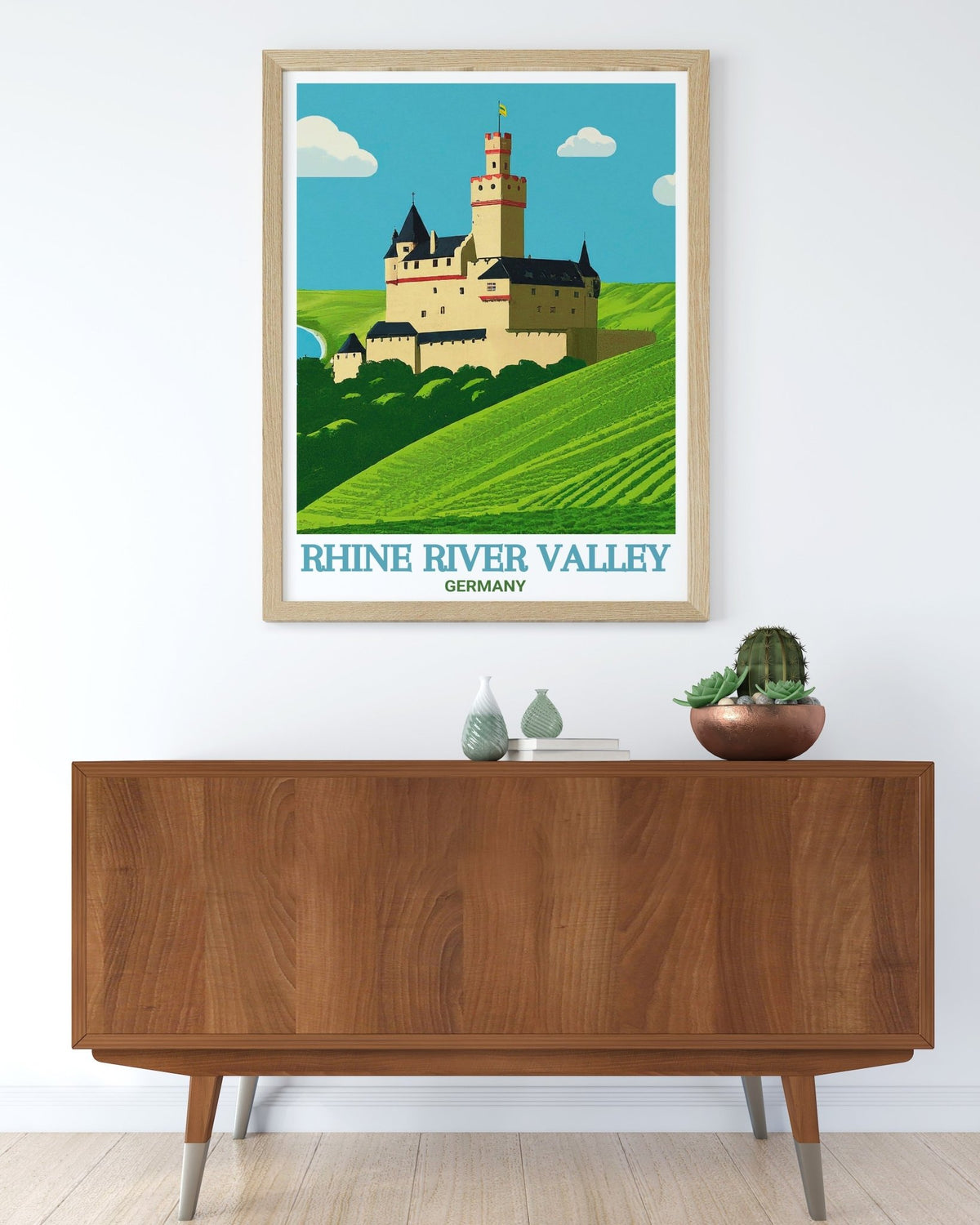 Rhine River Valley Modern Travel Posters Marksburg Castle Stunning Wall Art Germany Ideal Living Room Decor