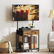 Rustic Brown Entertainment TV Stand Featuring Casters