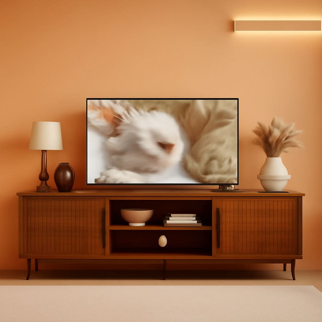 Seventy Inch Walnut TV Entertainment Console Storage