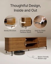 Seventy Inch Walnut TV Entertainment Console Storage