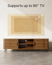 Seventy Inch Walnut TV Entertainment Console Storage