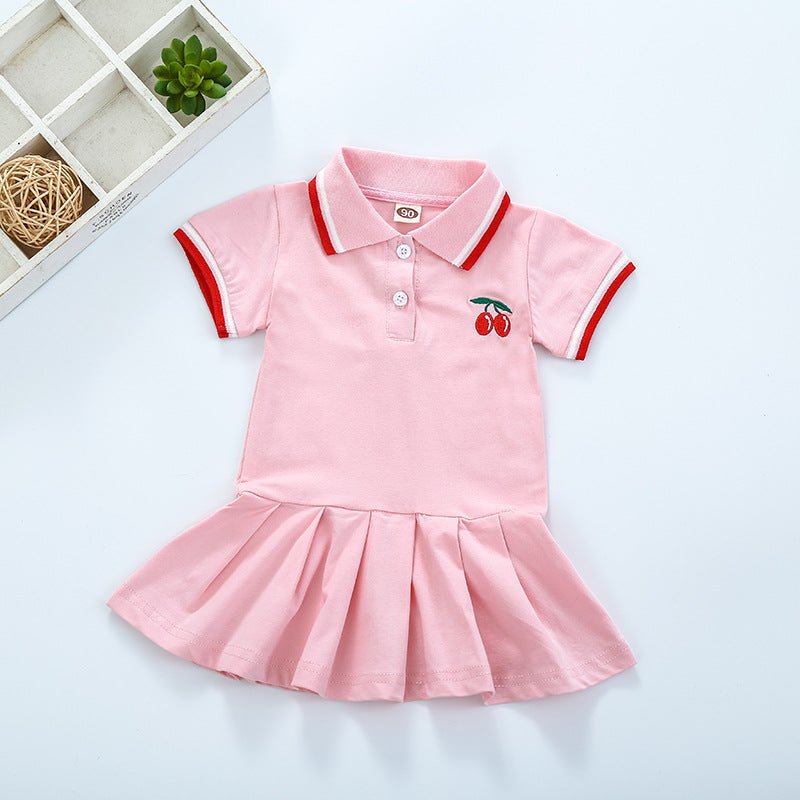 Short Sleeve Pleated Skirt Dress for Girls