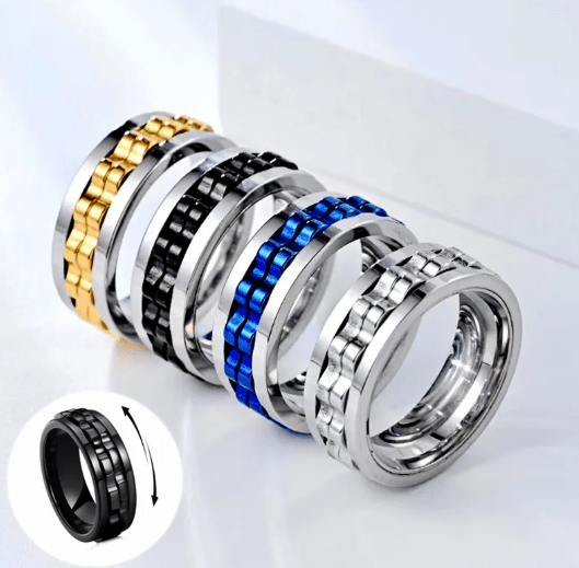 Stainless Steel Spinner Fidget Ring for Men