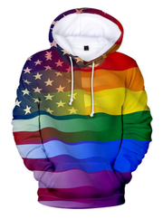 Star-Spangled Banner Print Hoodie & 3D Rainbow Hoodie