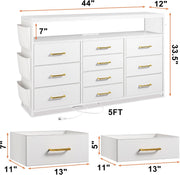Sturdy Dresser TV Stand For 55 Inch TV With 10 Drawers
