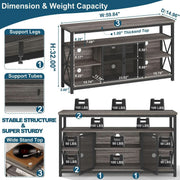 Tall TV Stand for 65 Inch TV With Storage Cabinet Grey Oak