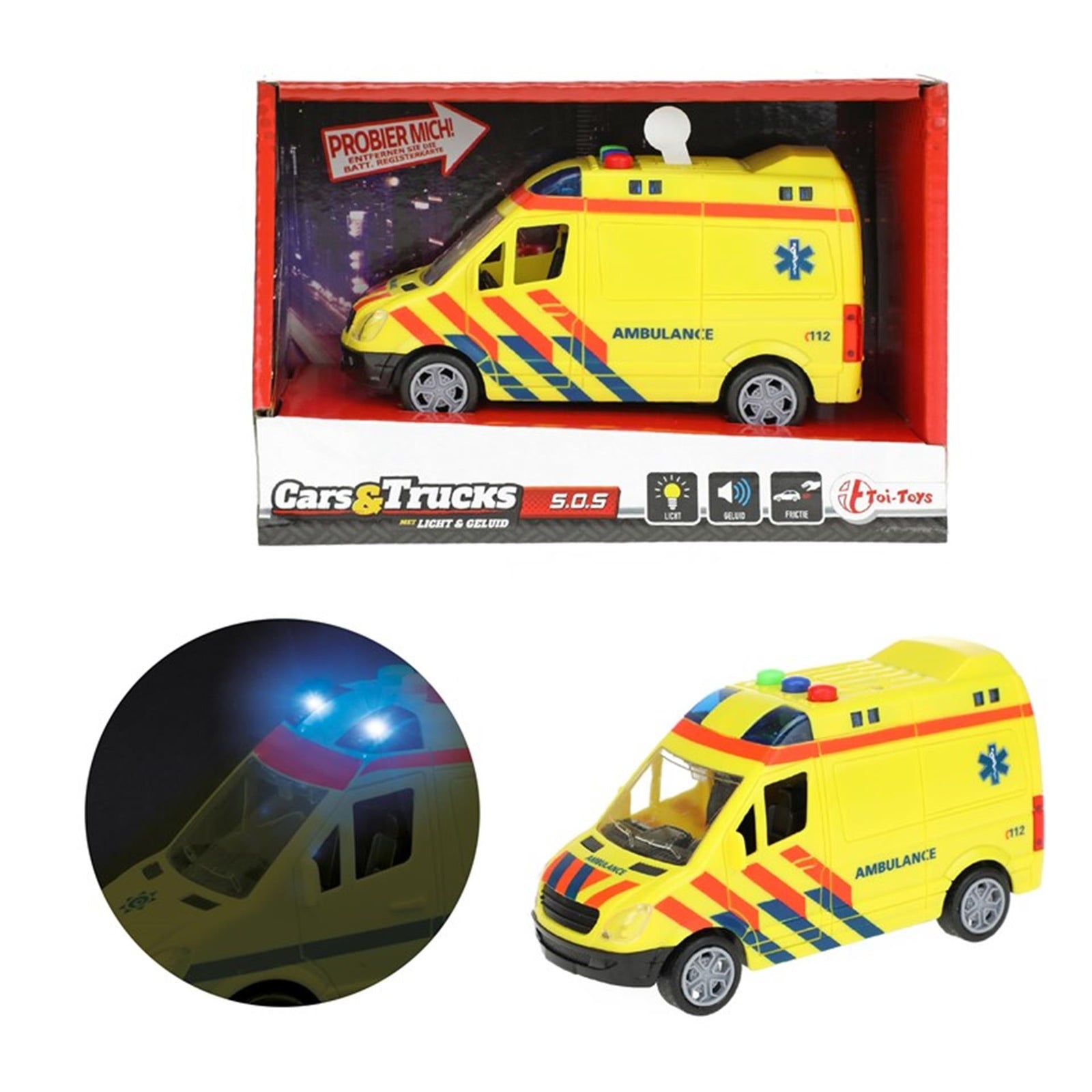 Toi-toys ambulance - toy car - friction - light and sound - toys